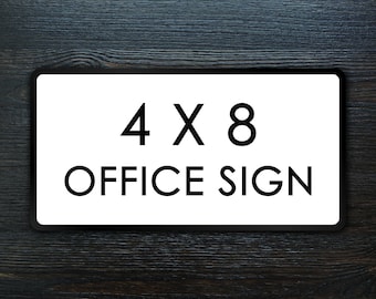Custom Business Office Sign - Office Room Sign - 4x8 Inches White Wall or Door Sign - Personalized Business Name Plate - Unique Office Sign