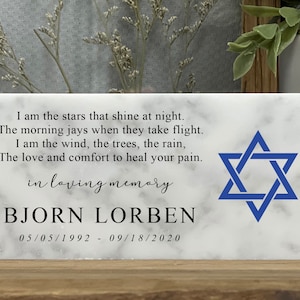 Custom Memorial Stone - Marble  3x6 and 4x8 - Personalized  - Family   Family  - Sympathy Gift - Jewish