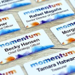 PERSONALIZED DESIGN Your Own Name BADGE for Work, Customized Text and Full Color Company Employee Magnetic Backing Plastic Name Badge