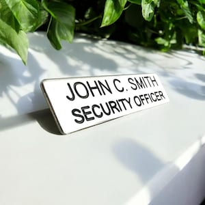 Military Style Name Tags - Metal Name Badges for Security - Custom Engraved Name Bar Badges - Personalized Name Bars - Custom Service Bars