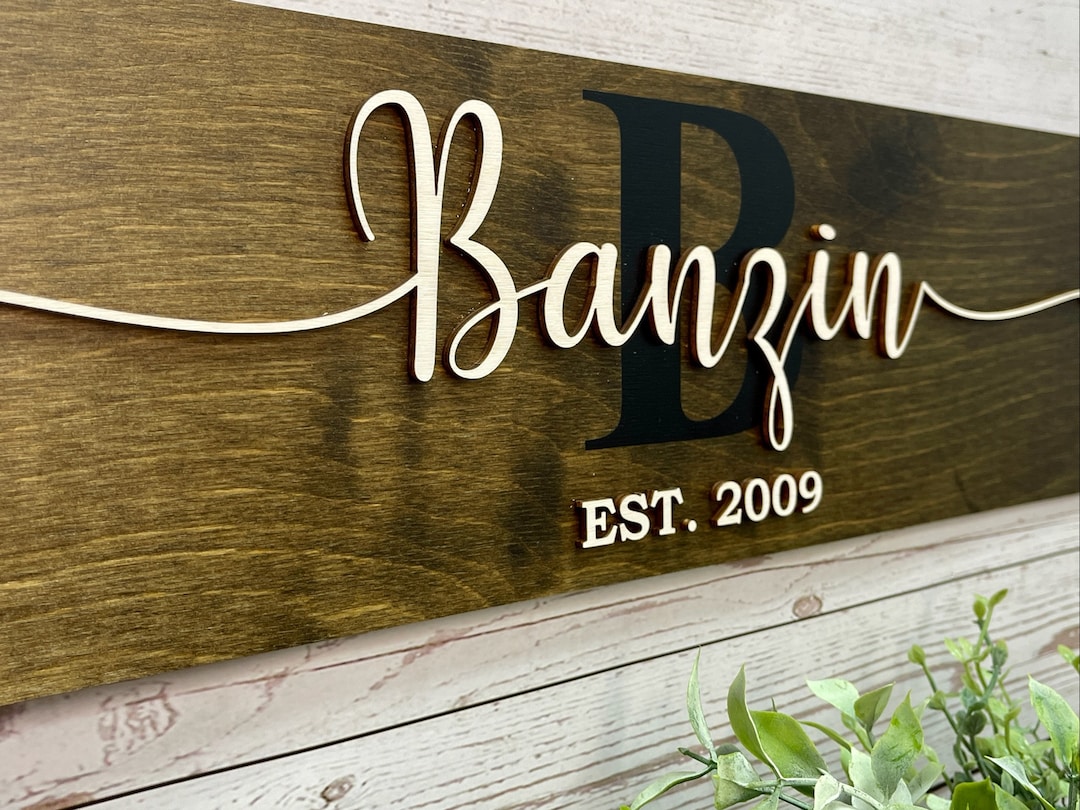 Personalized Wood Sign, Laser Cut, Custom Name, Wedding Gift - Etsy