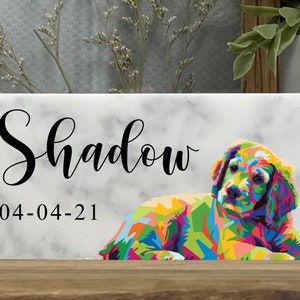 Personalized Dog Memorial, Dog , Dog  Marker, Pet Memorial Gift, Custom Dog Gift, Retriever, Puppy, Marble Stone 3x6 and 4x8