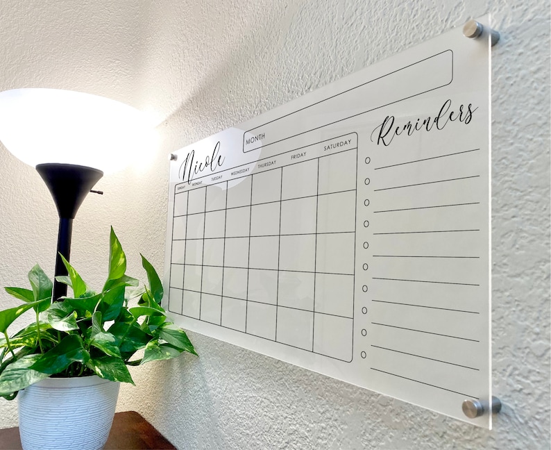 Personalized Wall Calendar Custom Acrylic Dry Erase Board Etsy