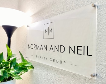 Transparent BUSINESS Logo ACRYLIC SIGN, Personalized Home Office & Clear Acrylic Custom Logo Wall Mounted Sign Gift for Decor