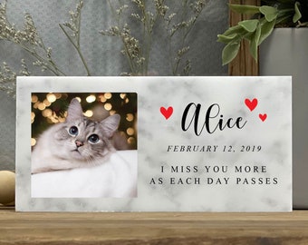 Custom Cat Memorial - 3x6 and 4x8 - Natural Marble Stone - Memorial Gift - Sympathy Gift - Pet Loss - Home Decor - Kitty - Kitten