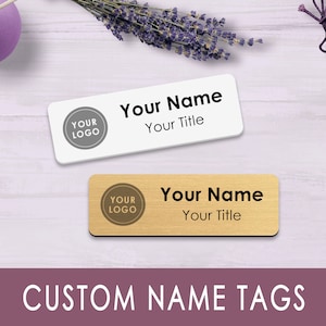 PERSONALIZED LOGO, Title and Name Magnetic Backing BADGES for Work, Customized Office Employee or Company Name Plastic Tags