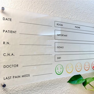 Custom PATIENT CARE Hospital Room Acrylic SIGN, Personalized Transparent Clear Acrylic & Caregiver Nursing Home Wall Mounted Sign