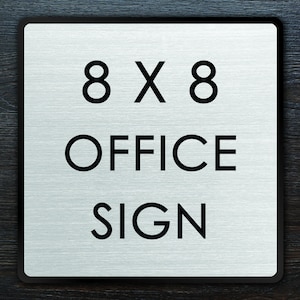 Business Name Sign – Office Door Sign – Customize Company Name and Logo Sign – 8x8 Inches Silver Metallic Wall Sign – Custom Room Sign