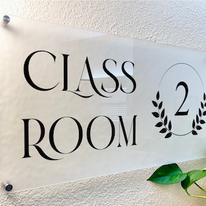 Personalized CLASSROOM ACRYLIC Logo SIGN for School, Customized Transparent Clear Acrylic Class Teacher Wall Mounted Sign