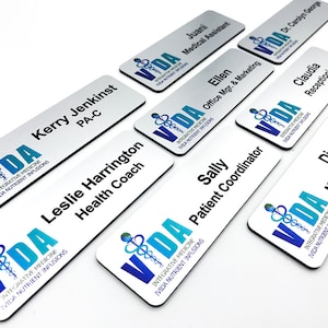 Company Brand Name Tags – Personalized Name Badges – Business Name Tag with Logo – Quality Plastic Name Badges – Office Name Badge