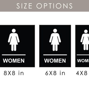 Women Restroom Sign 8 X 8, 6 X 8 or 4 X 8 Inches Sign for Door or Wall ...