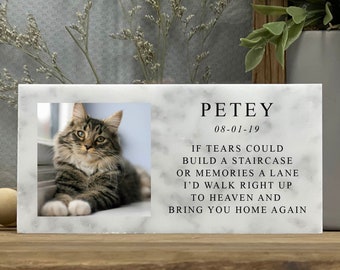 Custom Cat Memorial - 3x6 and 4x8 - Natural Marble Stone - Memorial Gift - Sympathy Gift - Pet Loss - Home Decor - Kitty - Kitten