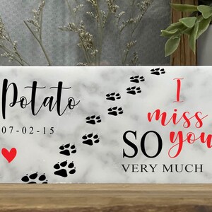 Custom Dog Memorial - Marble Stone  - Handmade Gift - Personalized - Personalized, Pawprints, Dog, Puppy, Cat, Kitty, Kitten