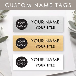 Personalized COMPANY or Employee Staff NAME BADGE for Work, Customized Logo and Title Magnetic Fastener Plastic Name Tags