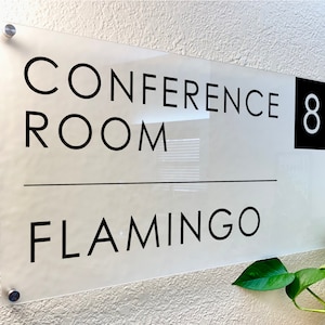 CUSTOM LOGO Conference Room Acrylic SIGN, Personalized Logo and Meeting Room Transparent Clear Wall Mounted Business Sign