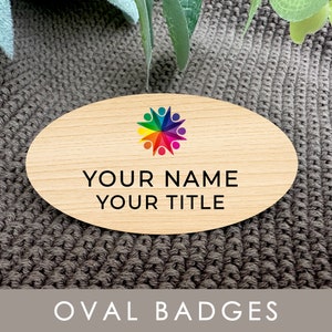 Personalized OVAL Shaped & CUSTOMIZABLE Magnetic BADGE Name Tags, Office Companies Employee Work Bulk Name Tags for Gift