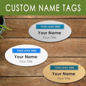 CUSTOMIZABLE BUSINESS Title, Logo and Design Your Own Name BADGE, Personalized Business Company Plastic Name Professional Work Badge Tags