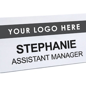 PERSONALIZED BUSINESS Name Employee BADGE Tags for Work, Customizable Magnetic Backing and Plastic Company Logo Badge Tags