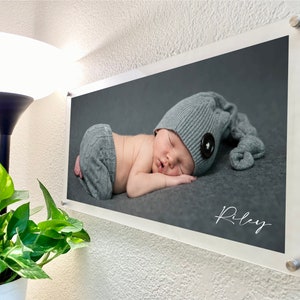 Personalized BABY PICTURE Acrylic Photo PORTRAIT, Customized Baby Nursery Room Décor Wall Mounted Transparent Acrylic Frame Portrait