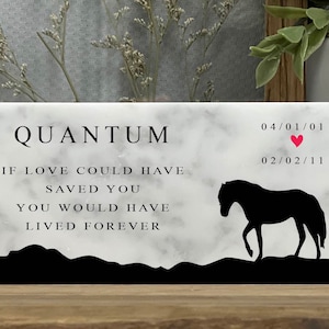 Horse Memorial Stone - 3x6 and 4x8 - Pony Memorial, Pet Memorial, Farm, Country, Western, Home Decor, Natural Marble Stone