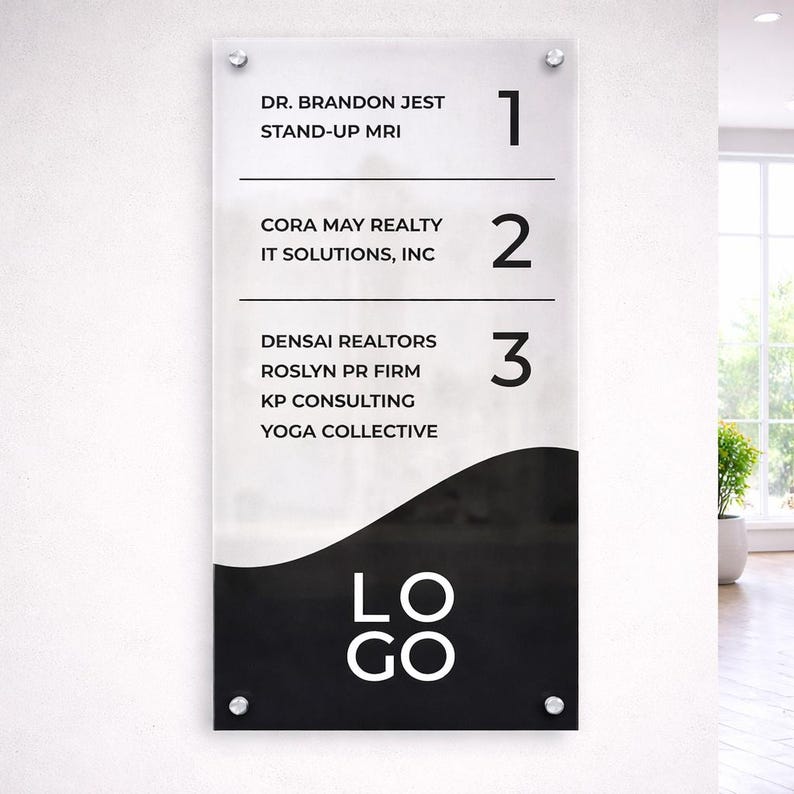 Custom BUILDING DIRECTORY Transparent Acrylic SIGN, Office and Business ...