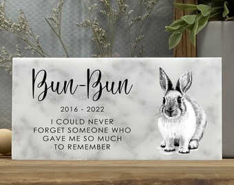 Pet Rabbit Memorial Stone - Personalized Gift - 3x6 and 4x8 Marble Stone - Custom  -   Pet Bunny Memorial - Bunny Gift