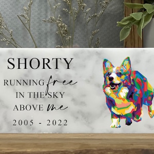 Personalized Dog Memorial, Dog , Dog  Marker, Pet Memorial Gift, Custom Dog Gift, Corgi, Puppy, Marble Stone 3x6 and 4x8