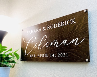 Best Wedding Gift | REAL WOOD Sign | Bridal Shower Gift | Anniversary Gift | Family Last Name Sign | Custom Wooden Sign | Birthday Gift