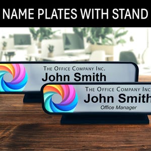 Custom Desk or Wall Name Plates - 8x2&quot; & 10x2&quot; - White, Silver, or Gold - Personalized Office Signs