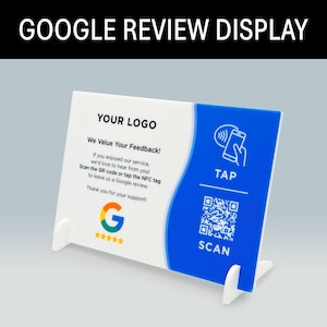 Sleek Google Review NFC Stand & QR Code Display for Tables - Business Review Boost Sign