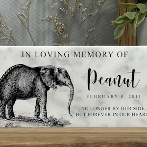 Custom Elephant Memorial Gift - Marble Stone  - Handmade Gift - Personalized Gift - Sympathy Gift -  - Zoo Animal