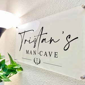 Custom MAN CAVE Clear Acrylic Transparent SIGN, Personalized Man Cave Wall Décor & High Quality Acrylic Sign for Men Gift