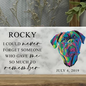 Personalized Dog Memorial, Dog , Dog  Marker, Pet Memorial Gift, Custom Gift, Dog Gift, Mastiff, Marble Stone 3x6 and 4x8