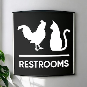 Restroom Curved Sign – Modern Restroom Sign – Office Hallway Restroom Print Sign – Restroom Wall Sign – Printed Door Sign