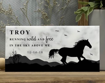 Horse Memorial Stone - 3x6 and 4x8 - Pony Memorial, Pet Memorial, Farm, Country, Western, Home Decor, Natural Marble Stone