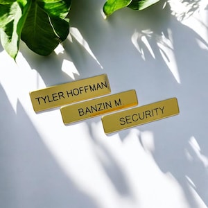 Military Style Name Badges - Metal Name Badges - Custom Engraved Name Bar Badges - Personalized Name Tags - Custom Name Bars with Pins