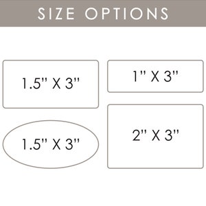 May include: A chart showing different size options for a product. The options are 1 inch by 3 inches, 1.5 inches by 3 inches, and 2 inches by 3 inches.