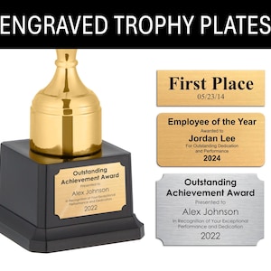 Custom Engraved Trophy Plates - 1x3&quot;, 1.5x3&quot;, 2x3&quot; - Brushed Silver & Brushed Gold