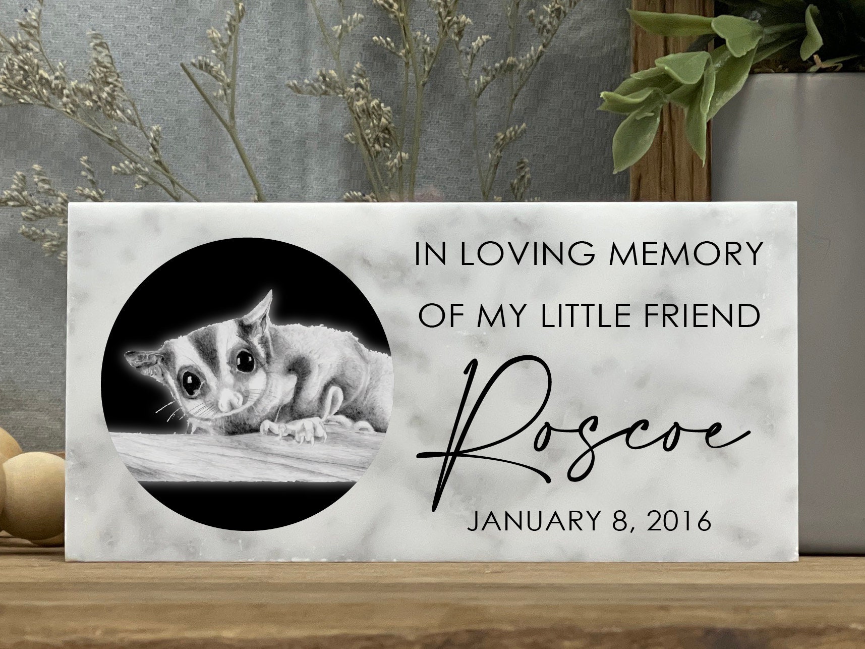 Pet Sugar Glider Memorial Stone - Personalized Gift - Sugar Glider Memorial Gift - Custom - Sympathy Gift