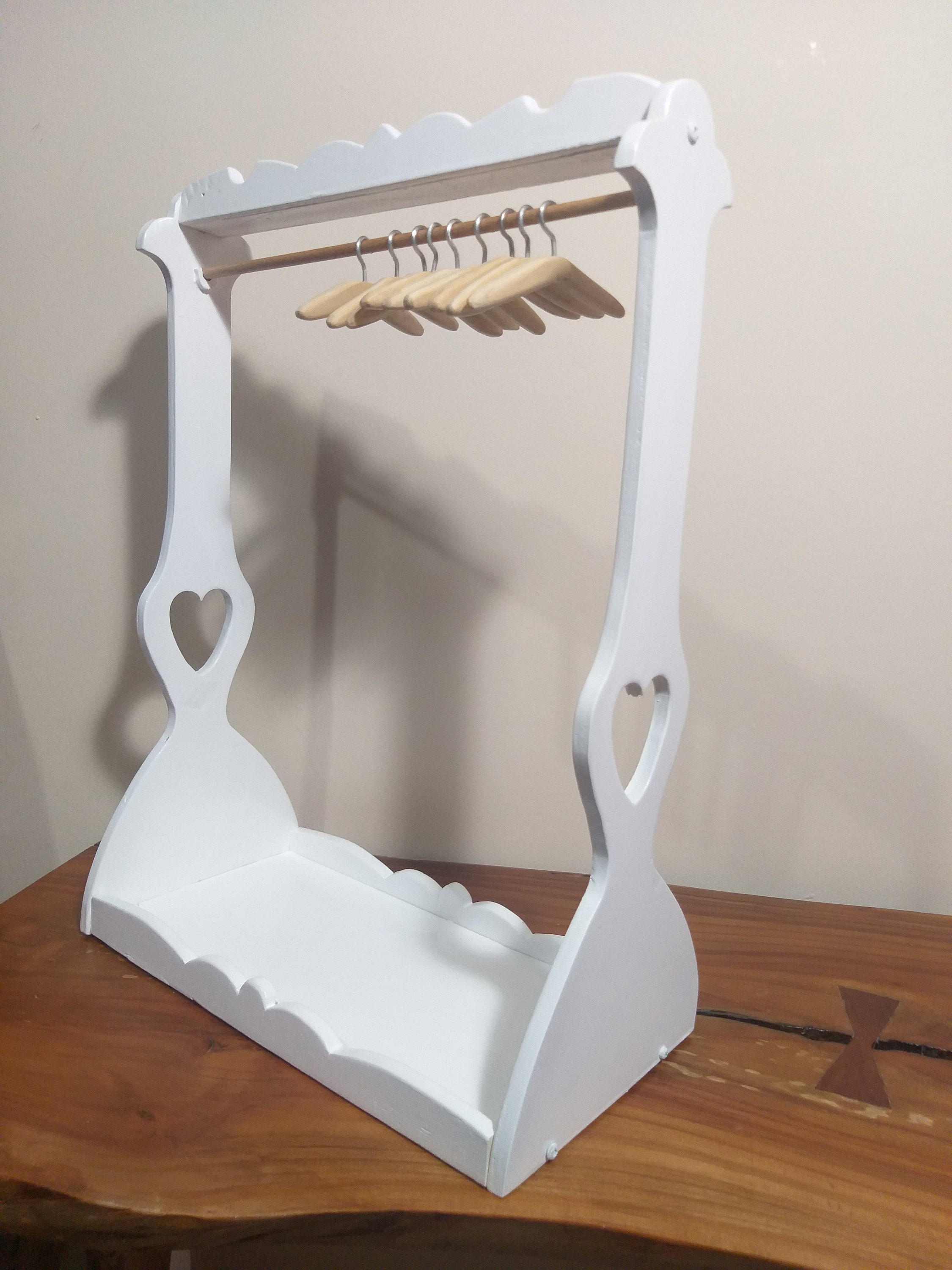 Wooden Doll Clothes Rack and 9x Hanger Miniature Clothing Etsy