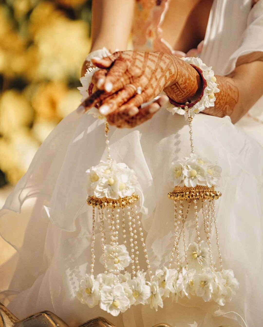 Handcrafted Artificial White Flower Kalire Pair..with Golden Etsy UK