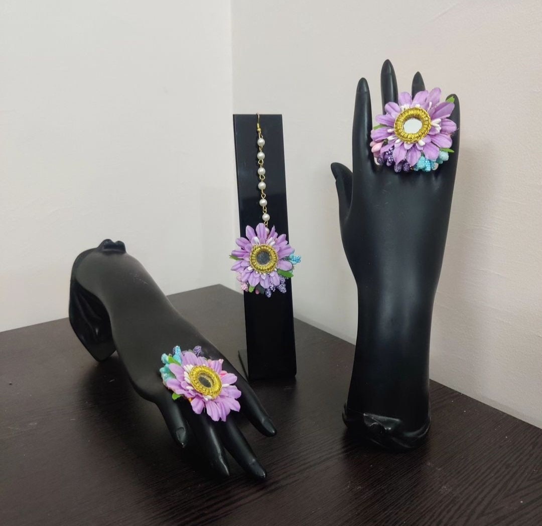 Beautiful Handcrafted Artificial Flower Jewelry Haldi,mehndi Mathapatti