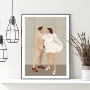 Illustration art, Wedding Gift, Custom portrait, Personalized illustration, drawing from photo, Engagement, anniversary personalised gift