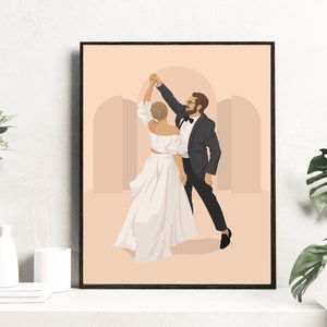 Illustration art, Wedding Gift, Custom portrait, Personalized illustration, drawing from photo, Engagement, anniversary personalised gift