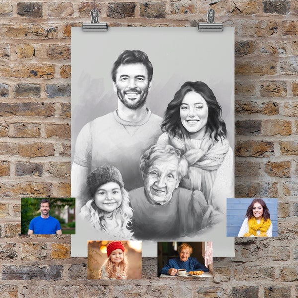 Christmas Gift, Merged custom art, merged portrait, combine photos, custom memorial gifts, add loved ones to photo, gift for grandma and mom