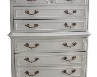 RARE FIND | Vintage Thomasville French Provincial Hi Chest | White Dove | Optional Color Change