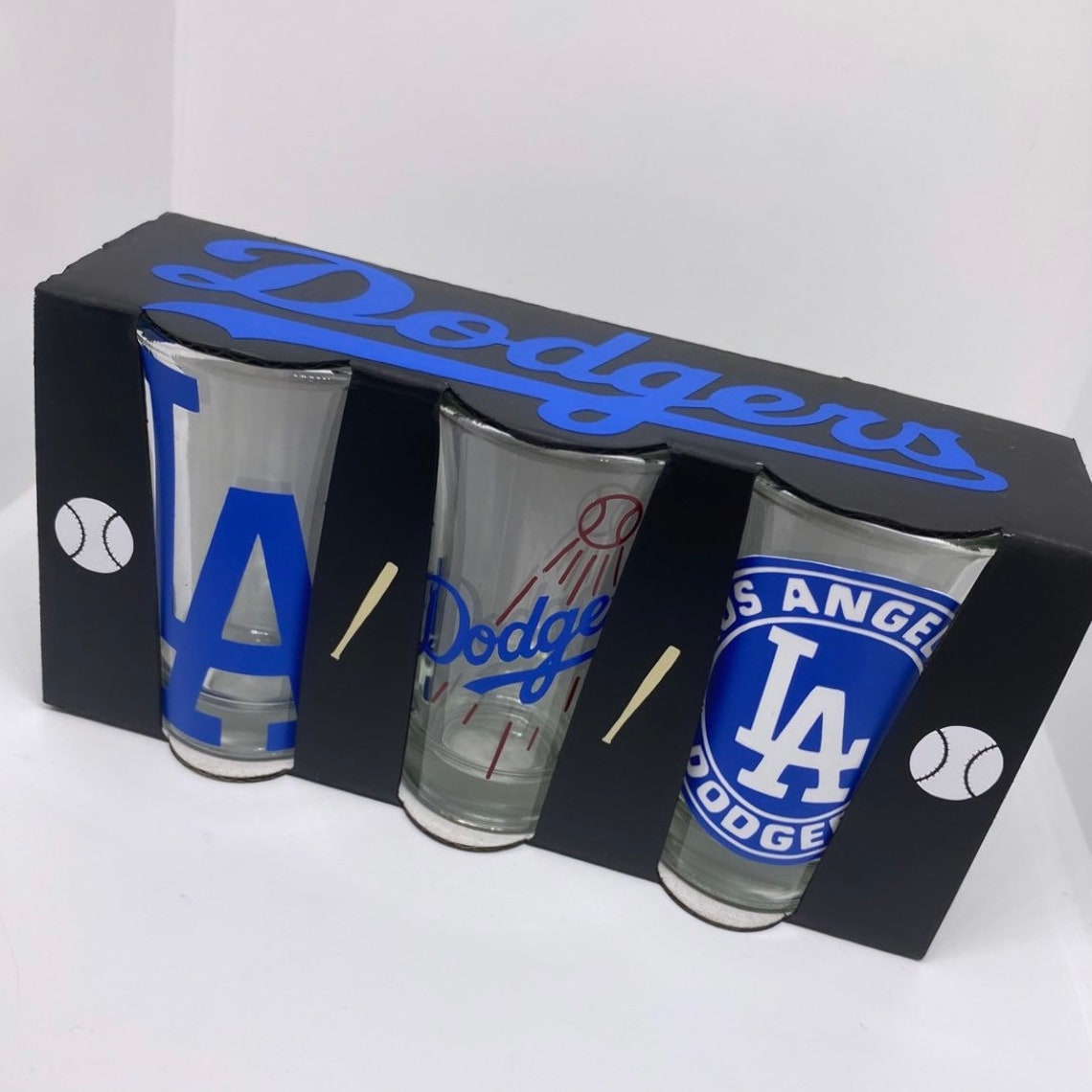 LA Dodgers 3 Shot Glass Set Etsy