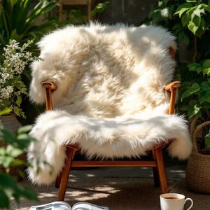 Tapis en peau de mouton XXXL | Fourrure naturelle véritable | Jusqu'à 150 cm | Blanc naturel | Peau d'agneau | Tapis | Entretien facile | Idéal pour tous les amoureux de la fourrure | Cadeau