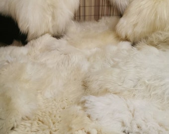 Organic eco sheepskin lambskin skins natural white 130 cm new bargain 2nd choice with small defects soft nice gift