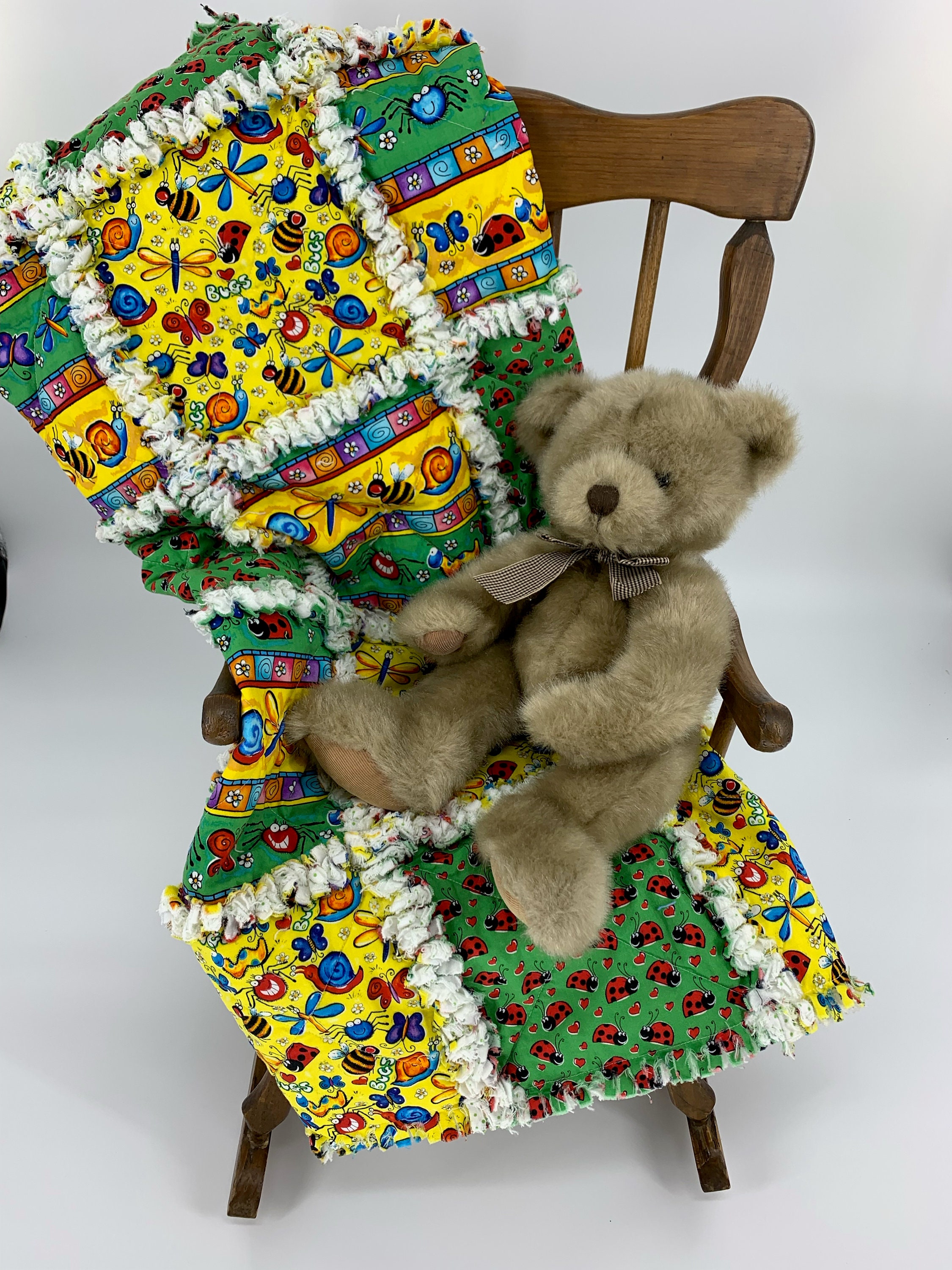 Ladybug Baby Rag Quilt, Baby Shower Gift, Modern Nursery, Welcome Home ...